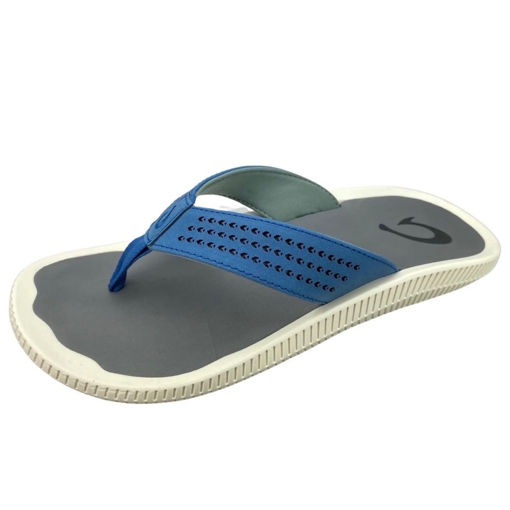 OluKai Ulele Mens Blue Grey Water Resistant Flip Flop Sandals Size 12